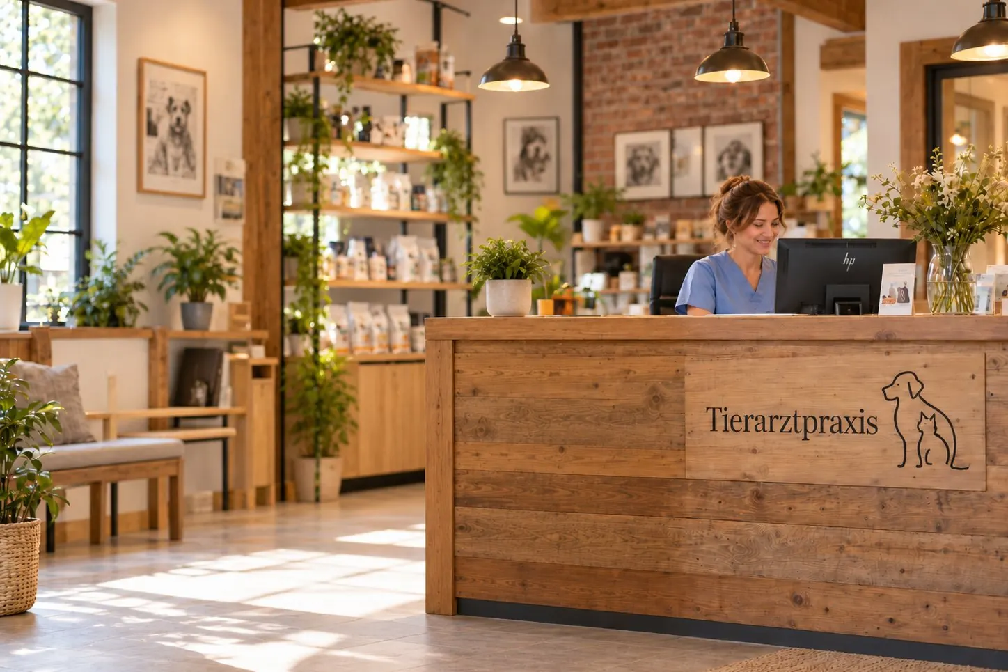 Empfang der Praxis mit Holztheke